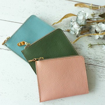 零錢包 [Shrink Leather Mild] Natural Compact Himeji Leather Mother's Day HS14K