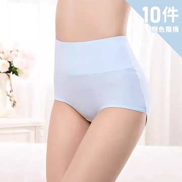 【Chic Chic 琪琪】10件組-純棉高腰提臀大碼內褲 收腹提臀 超大彈性(雙層內襠 高腰內褲 顏色隨機出貨)