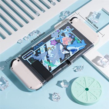 SWITCH OLED保護殼透明NS續航保護殼可插底座殼 海底世界