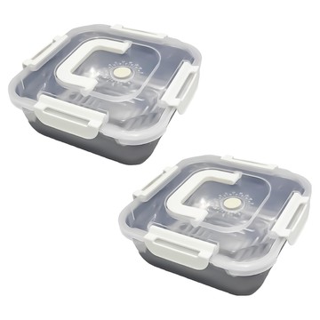 小麥購物 加厚不鏽鋼保鮮盒 奶油風 G872 4L 320g  20 x 20 x 7cm  2個