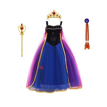 夏款冰雪奇緣愛娜公主連衣裙歐美爆款cosplay女童動漫角色扮演服