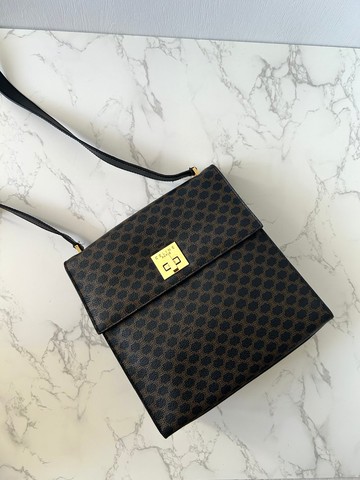 【特選貨品】Celine小號凱莉黑色老花皮革單肩側背斜孭揹包手袋