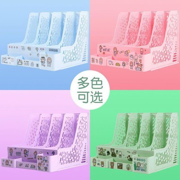 臺灣+免運✨文件置物架 書本收納文件架莫蘭迪四欄框加厚桌面置物架資料架書立架文件框收納盒批發