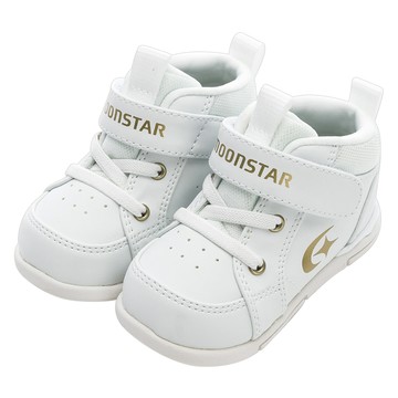 moonSTAR 月星 兒童款 Hi系列 十大機能高筒童鞋 MSTWB113  白色 + 金色  13.5cm