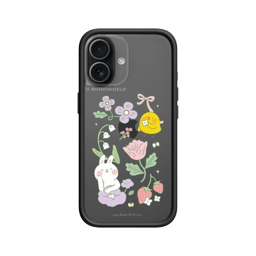 iPhone 17 Mod NX -邊框背蓋組合 (相機按鈕) 黑 - 懶散兔與啾先生 Lazy Rabbit and Mr.Chu - 優雅花園