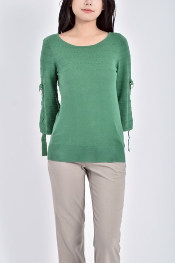 (S) craig針織七分袖綠色長袖上衣