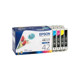 (まとめ) エプソン EPSON インクカートリッジ 4色パック IC4CL42 1箱（4個：各色1個）  