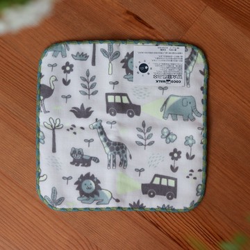 【Yourtableware】CocoWalk × Kawai Satomi 聯名 夜光動物園 純棉迷你手帕 綠