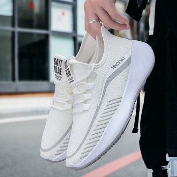 2022春季新款飛織印花透氣防臭男士運動鞋休閑鞋時尚韓版跑步男鞋