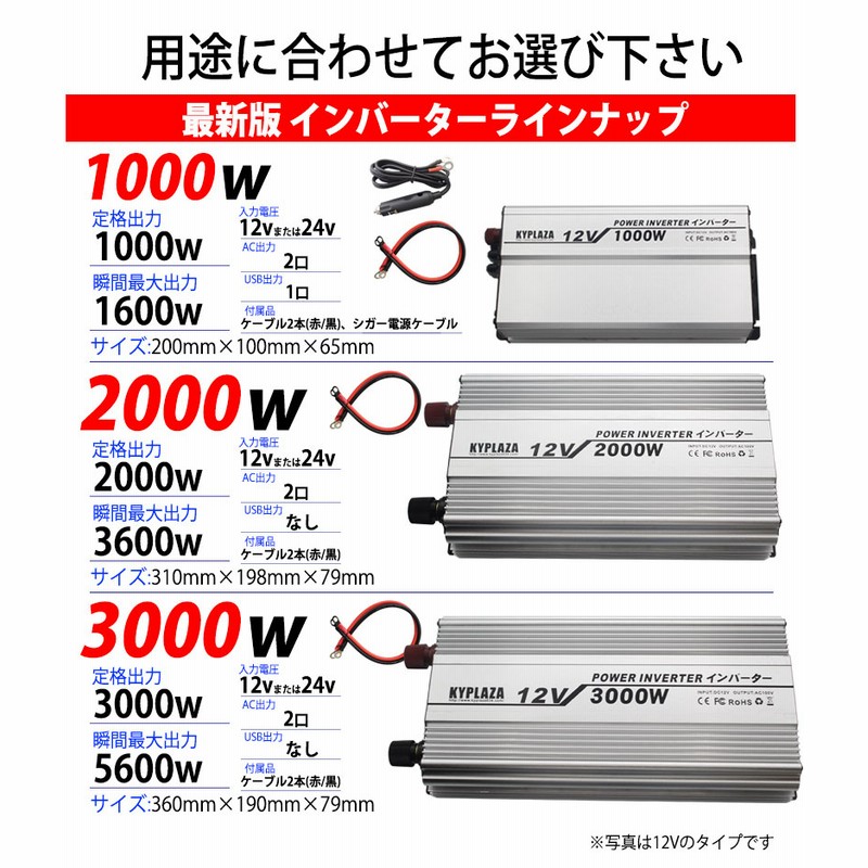 インバータ 12V 24V 選択 定格 1000W 最大 1600W 電源インバーター USB電源 DC 12V 24V / AC100V 自動車 船 電源 送料無料 一年保証(12V) 通販 LINEポイント最大5.0%GET | LINEショッピング インバータ 12V 24V 選択 定格 1000W 最大 1600W 電源インバーター USB電源 DC 12V 24V / AC100V 自動車 船 電源 送料無料 一年保証(12V) 通販 LINEポイント最大5.0%GET | LINEショッピング