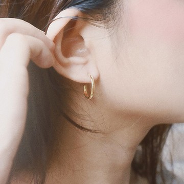 【刻字】金色圈式耳環 | 鍍18K金 圓圈 簡約 客製化 情人禮物