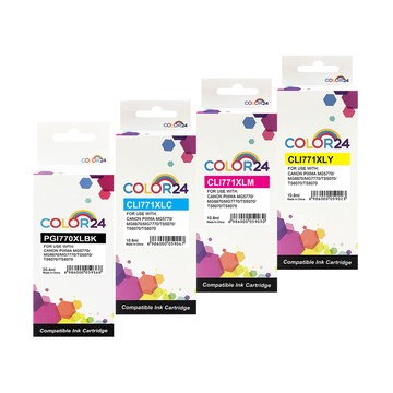 Color24 for Canon 1黑3彩高容量 PGI770XLBK / CLI771XLC / CLI771XLM / CLI771XLY 相容墨水匣