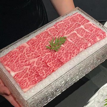 透明長方盒火鍋店雪花和牛盤子日式創意烤肉料理刺身冰盤海鮮拼盤