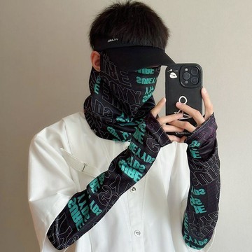 🔥臺灣出🔥冰袖夏季冰絲套袖男士戶外護臂騎行開車手套防紫外線袖套面罩