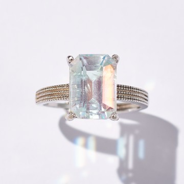 絕對光芒 |頂級 馬島彩虹月光 透明拉長石 已鑑定 附TULAB證書 收藏級 925純銀 天然寶石戒指 Q24AG31-903