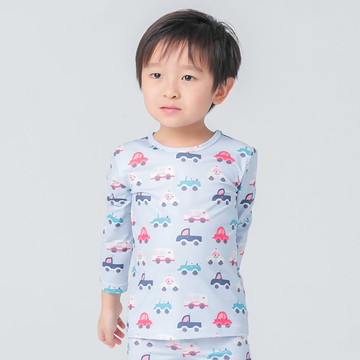 救難小車溫灸刷毛圓領發熱衣(水漾藍 童70-90)