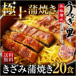 うなぎ 蒲焼き 国内産 送料無料 きざみ 20食(山葵×20　きざみ海苔×20) 鹿児島産 ギフト（鰻　ウナギ） クール