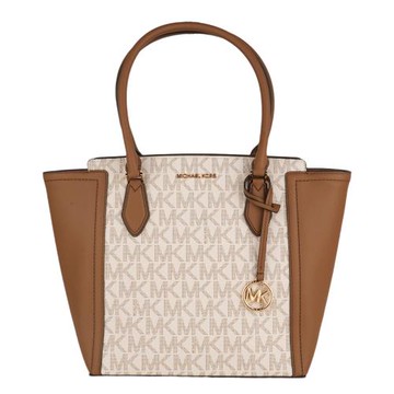 MICHAEL KORS-撞色防刮LOGO PVC 托特包(白x駝)中