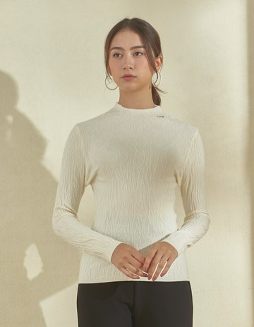 ★【喜芝梅】夜幕星辰 半高領皺摺面柔軟修身保暖內搭型上衣(四色；F) 225012918