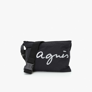 agnes b. Voyage 經典logo尼龍斜背包(黑色)