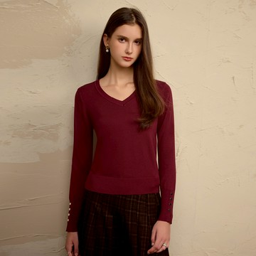 SO NICE 百搭V領萊賽爾針織上衣