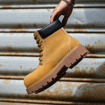 MRA 米奇圓頭大黃靴男鞋2025新款冬季馬丁靴厚底增高復古工裝靴子