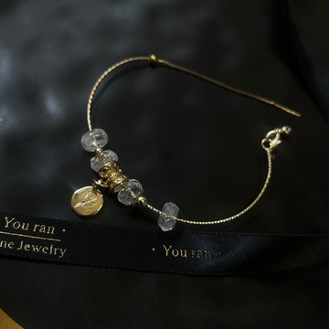 微亮。 白水晶智慧之石 刻面 白水晶 手環 白水晶 鍍14k手串 專屬