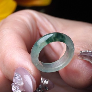 冰種飄花翡翠戒指戒圈 | 國際8圍 | 天然緬甸玉翡翠A貨 | 送禮