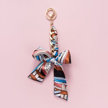 蝴蝶結絲巾鑰匙扣掛件創意個性汽車鏈鎖匙圈環網紅女簡約包包掛飾