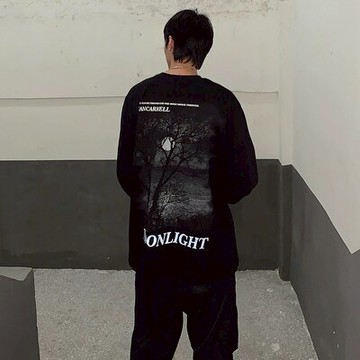 印花長袖T恤歐式潮流休閒時尚寬版上衣流行男裝【聚物優品】