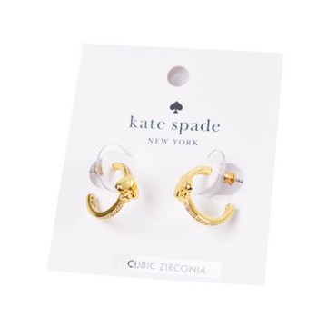 KATE SPADE 桃心排鑽針式耳環-金色