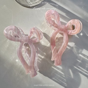 Twinko💗[HM287]貝殼光蝴蝶結大鯊魚夾/後腦勺鯊魚夾/大容量鯊魚夾/抓夾/蝴蝶結鯊魚夾/髮夾/髮量多鯊魚夾