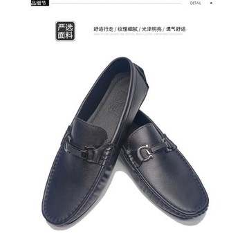 男士休閑豆豆鞋真皮春季新款歐洲站懶人潮鞋一腳蹬英倫駕車軟皮鞋