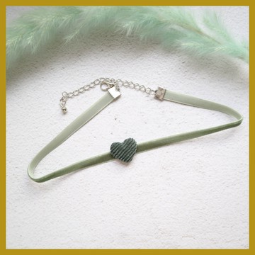 超僊日係軟妹項鏈 愛心貼布絨帶項圈 CHOKER短款鎖骨鏈頸鏈脖子飾品