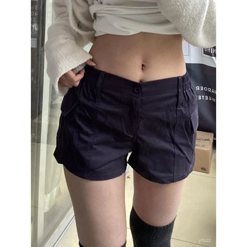 【臺灣有貨】美式複古vibe低腰口袋工裝短褲女百搭運動健身褲休閒闊腿褲熱褲潮