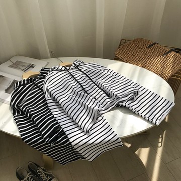 女裝條紋連帽個性時尚短款衛衣 K#41入