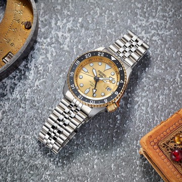 SEIKO 精工錶  70週年 「金」彩歲月 GMT 機械錶-4R34-00M0K/SSK044K1