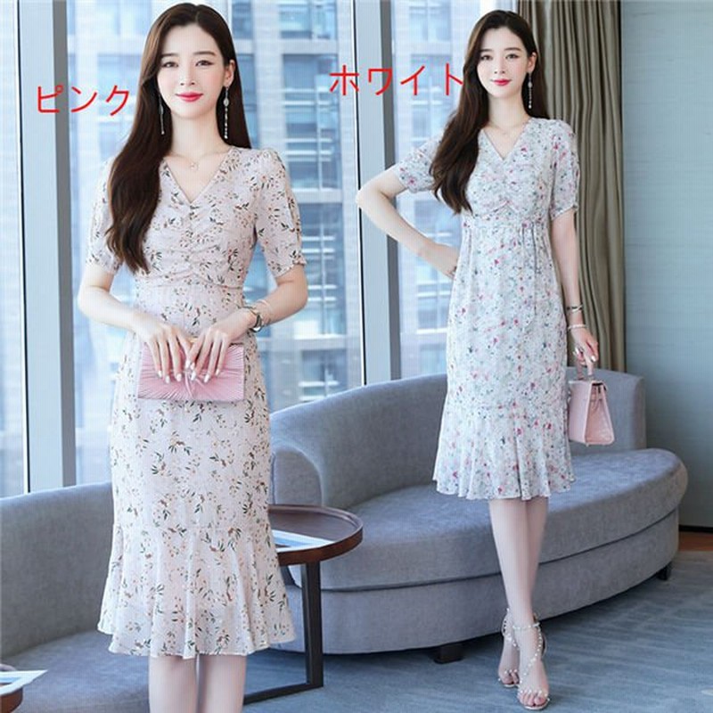 ワンピース レディース マキシ丈スカート 花柄 Vネック ジャンパースカート タイトスカート フォーマル 通勤 お出かけ 通販 Lineポイント最大get Lineショッピング