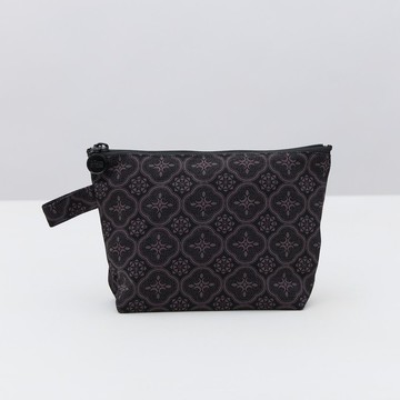 拉鏈梯形收納包/玻璃海棠/紳士黑色