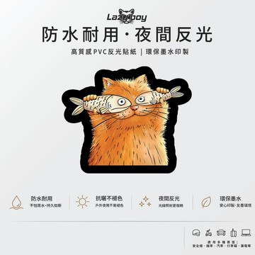 搞笑橘貓 魚眼睛貓咪插畫 醜萌創意療癒貼紙 防水車貼 機車安全帽筆電行李箱貼紙