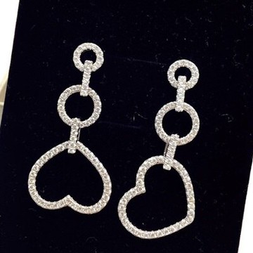 925純銀耳環鑲鑽耳飾-名媛時尚優雅愛心情人節生日禮物流行女飾品73ld16【獨家進口】【米蘭精品】