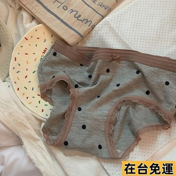 🔥台灣發出🔥 新款簡約無痕內褲女純棉檔包臀透氣波點少女蕾絲邊三角褲中低腰