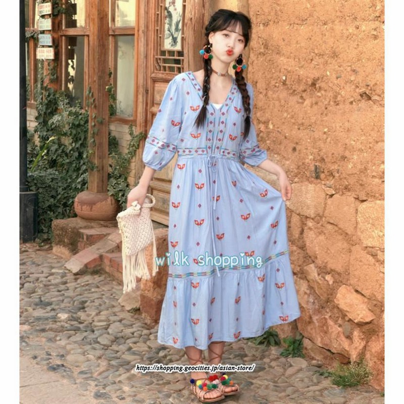 ワンピース 五分袖 夏服 レディース 七分袖ワンピース ロング