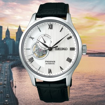 SEIKO Presage 寂靜簡約 小鏤空機械紳士腕錶-皮錶帶 SSA379J1/4R39-00W0P_SK028 送禮 禮物 推薦