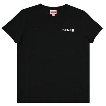 KENZO 2TS111 簡約燙印LOGO小花標誌棉質短T恤.黑