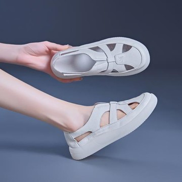 2026女夏新款舒適透氣軟底小白鞋休閑百搭鏤空平底學生大碼洞洞鞋