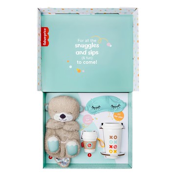 費雪安撫玩樂套裝禮盒 適用於0歲以上 咖啡杯和眼罩只供成人使用  不適用  薄荷綠 + 白色 + 棕色