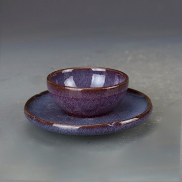 宋鈞窯玫瑰紅杯盞茶盞茶托 古董古玩仿古瓷器五大名窯收藏真品