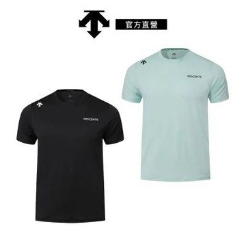 【DESCENTE】迪桑特 男士 吸濕排汗基本款短袖T恤(黑色/薄荷綠)