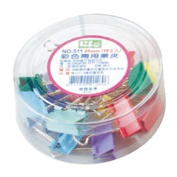 徠福LIFE彩色兩用長尾夾511/25mm/18支/筒